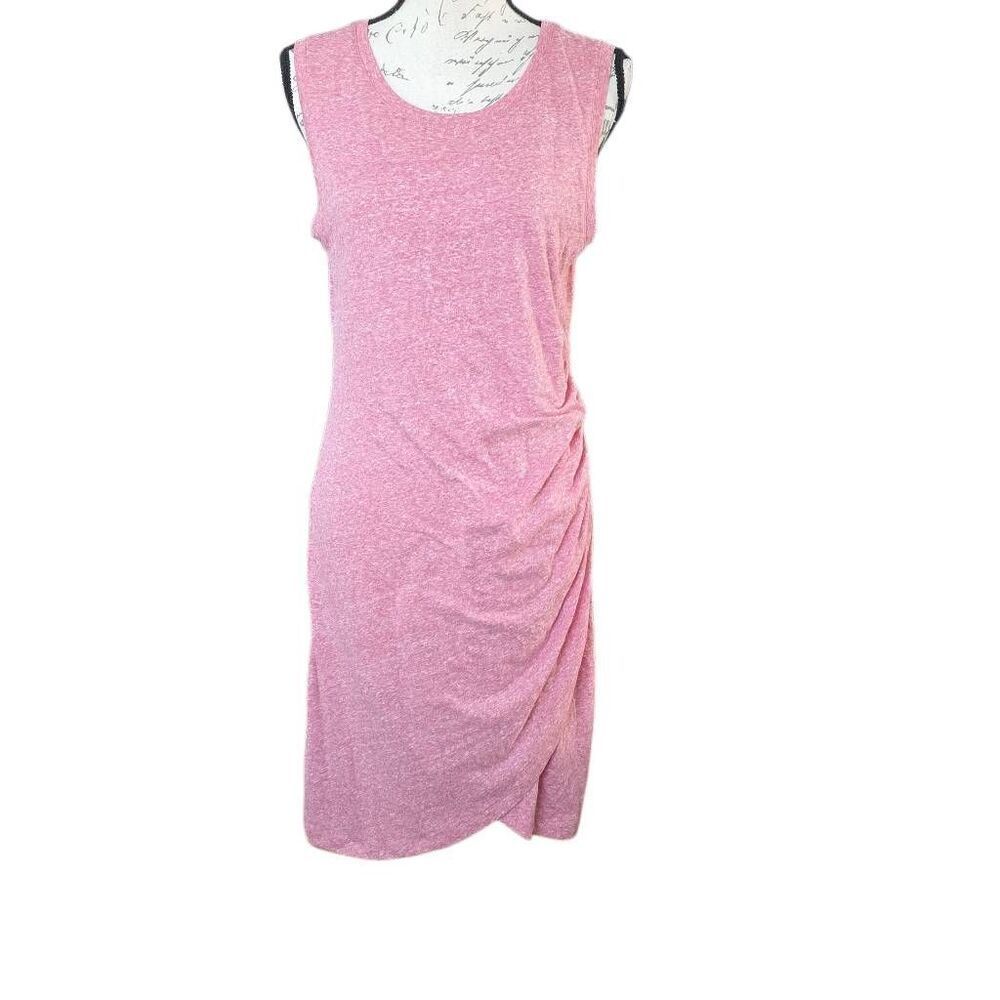 Z Supply Women's Size Large Heathered Pink Side Ruched Tank Dress - Picture 2 of 7